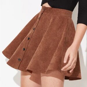 Shein rust brown button up flare skirt. Size S/4